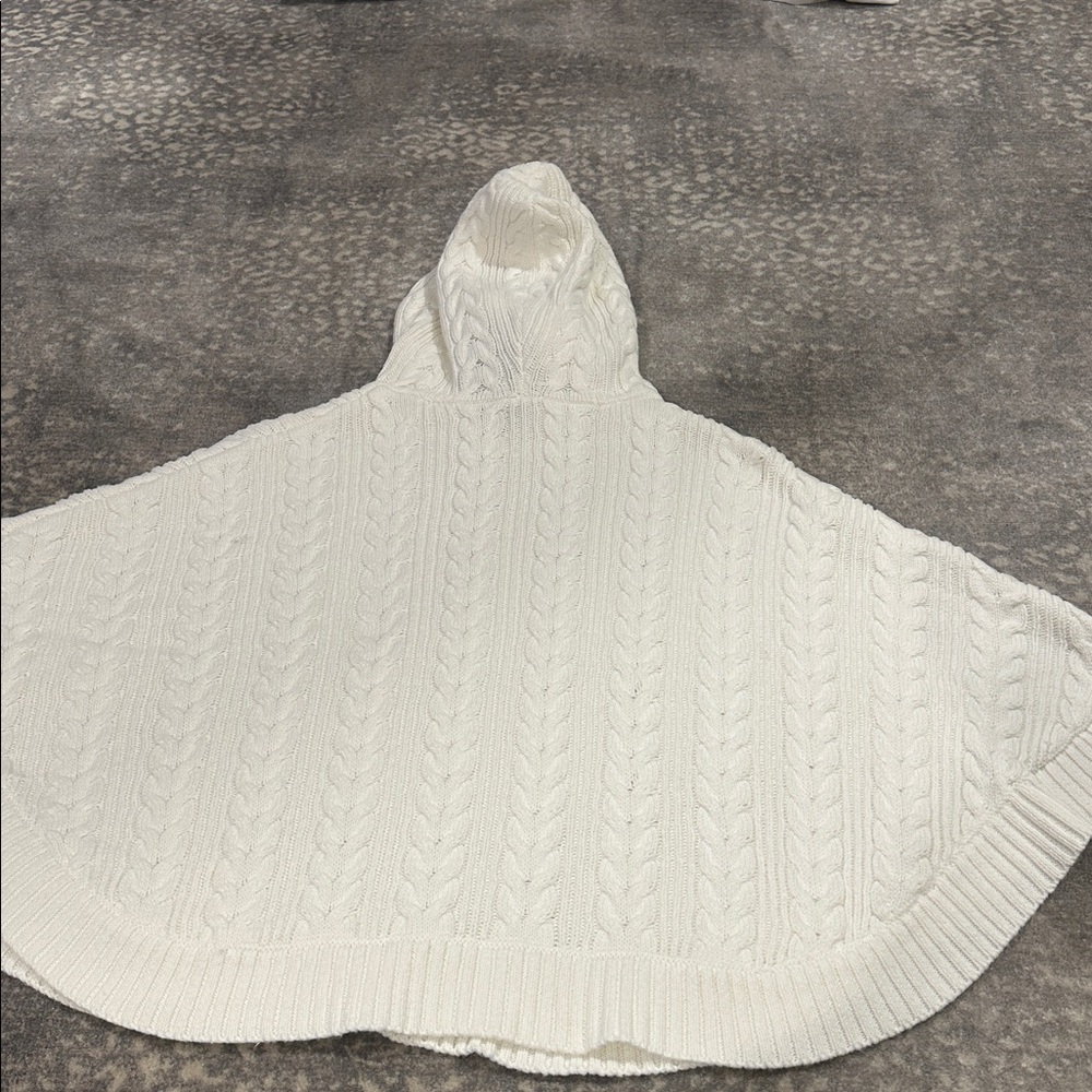 BOBOYYOYO OFF WHITE CABLE KNIT HOODIE CAPE KIDS L - Picture 5 of 10